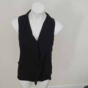 Chic Black Drape Front Blouse
